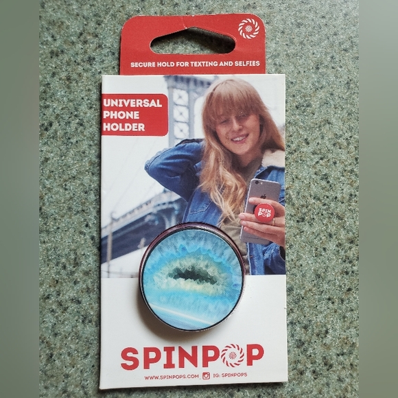 SpinPop Blue Geode Universal Phone Holder- NEW! - Picture 2 of 9